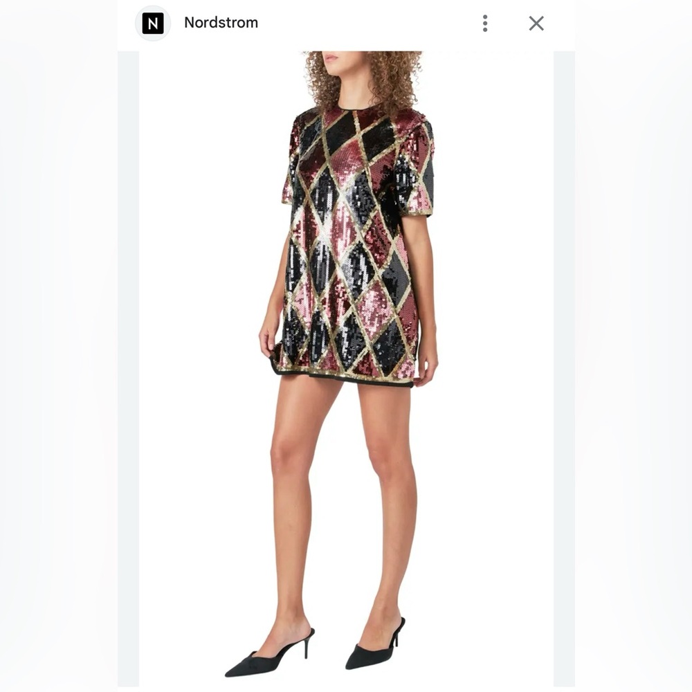 Endless Rose Sequin Diamond Mini Dress - Black, Pink, Gold Cocktail Party